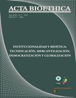 												Ver Vol. 23 Núm. 1 (2017): Institucionalidad y bioética: tecnificación, mercantilización, democratización y globalización
											